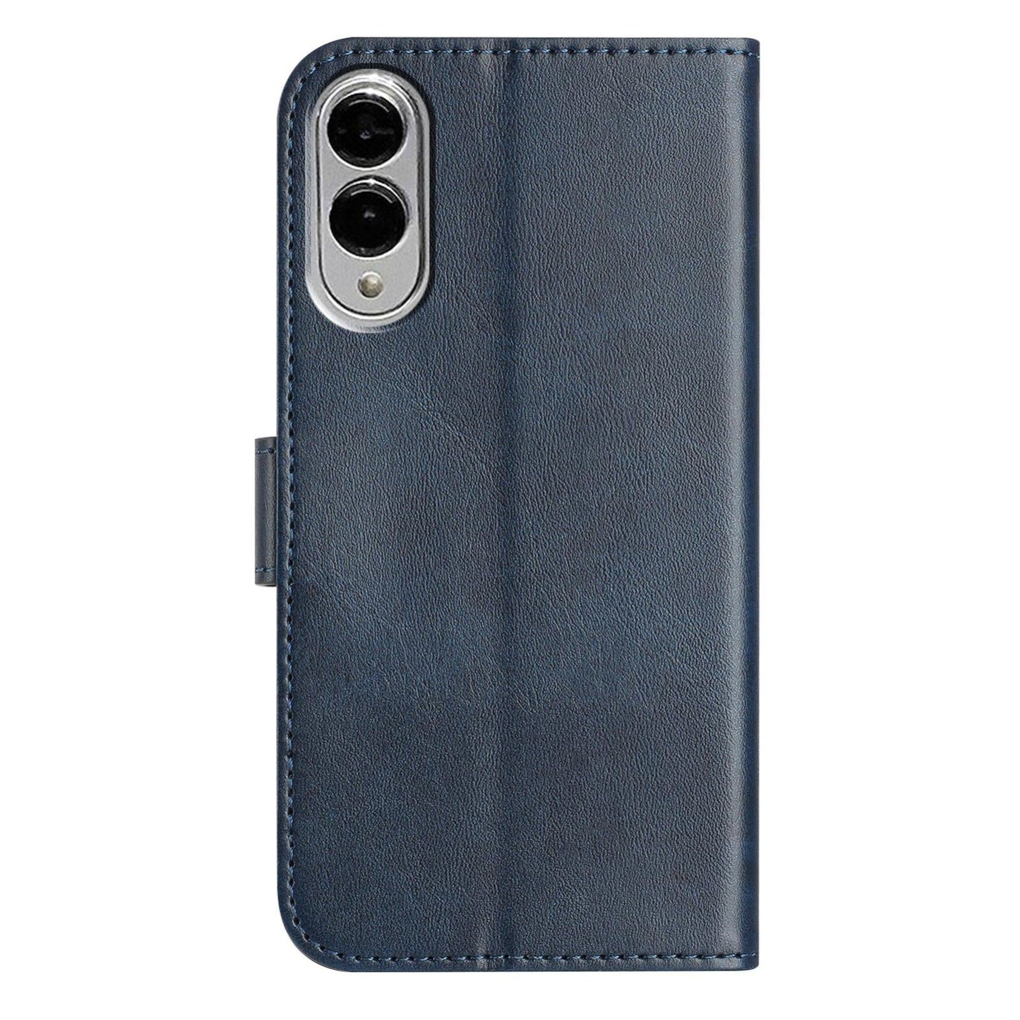 For Samsung Galaxy S25 Edge 5G Dual-Folded S-shape Leather Phone Case(Navy Blue)