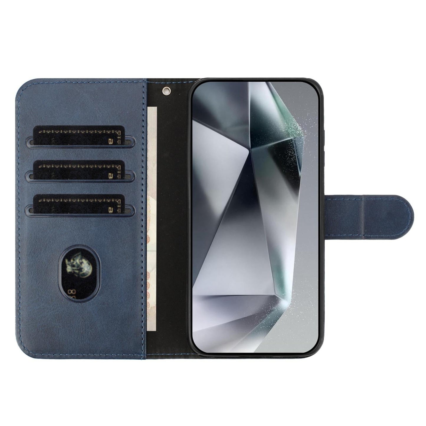 For Samsung Galaxy S25 Edge 5G Dual-Folded S-shape Leather Phone Case(Navy Blue)