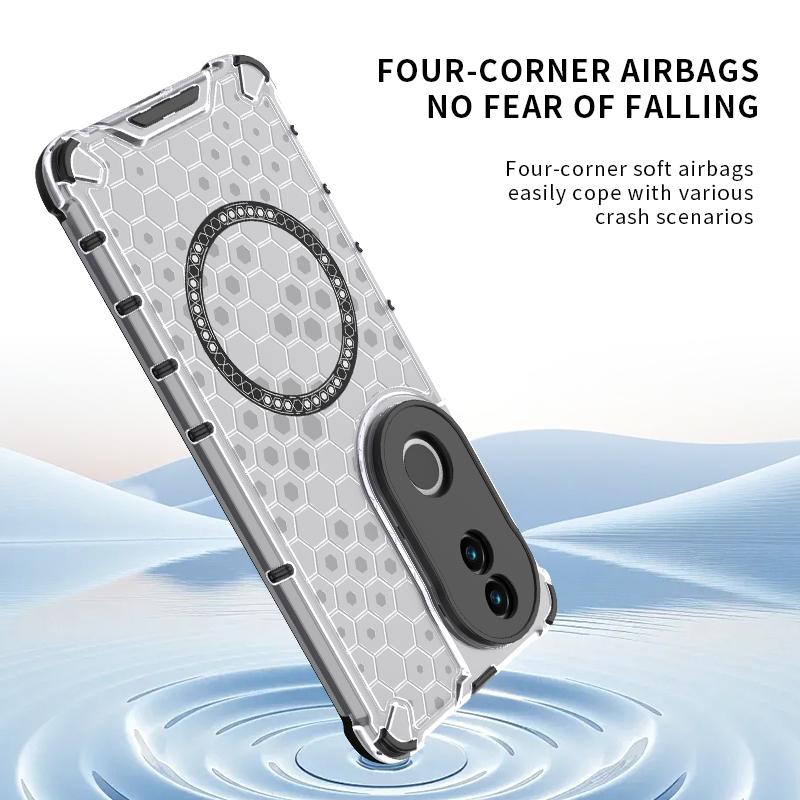 For vivo V50 5G Global Honeycomb Magnetic Ring Shockproof Phone Case(Green)