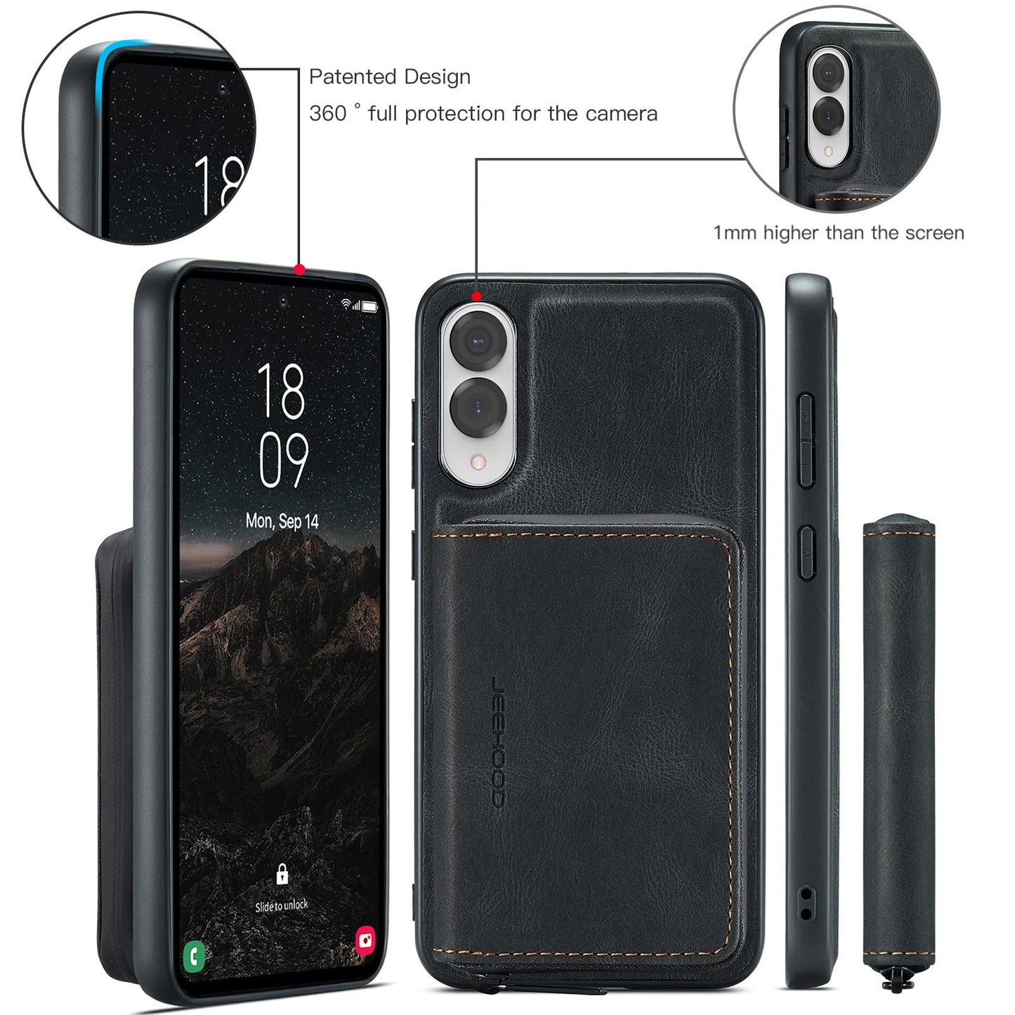 For Samsung Galaxy S25 Edge 5G JEEHOOD J02 Magnetic Zipper Horizontal Flip Leather Phone Case(Black)