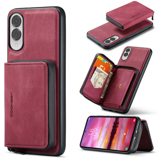 For Samsung Galaxy S25 Edge 5G JEEHOOD J02 Magnetic Zipper Horizontal Flip Leather Phone Case(Red)