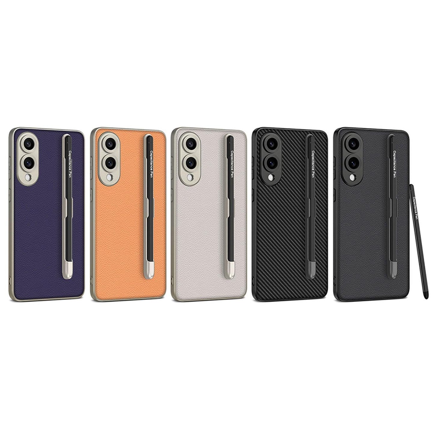 For Samsung Galaxy S25 Edge 5G GKK Metal Paint Skin Feel Leather Phone Case with Pen(Carbon Fiber Black)