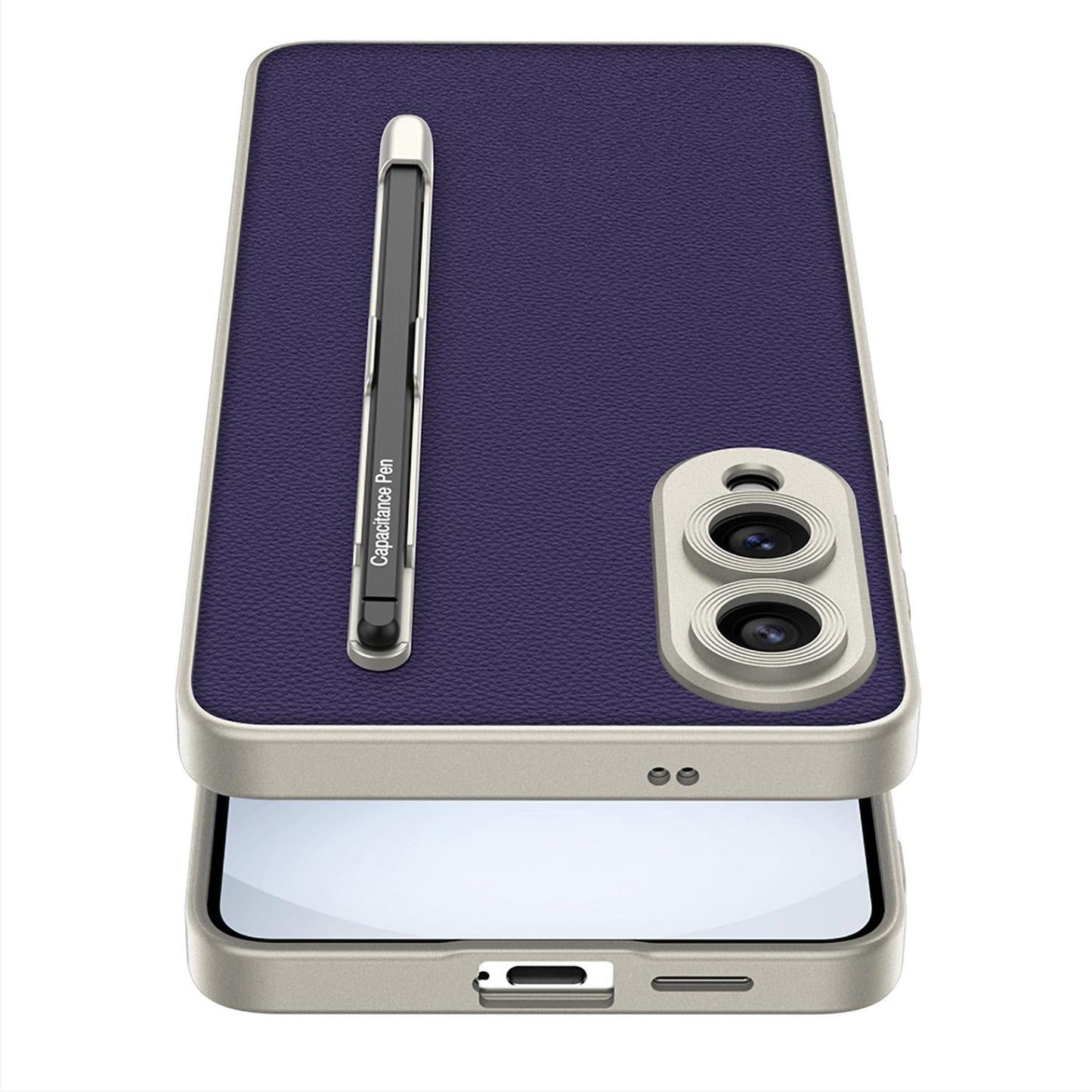 For Samsung Galaxy S25 Edge 5G GKK Metal Paint Skin Feel Leather Phone Case with Pen(Carbon Fiber Black)
