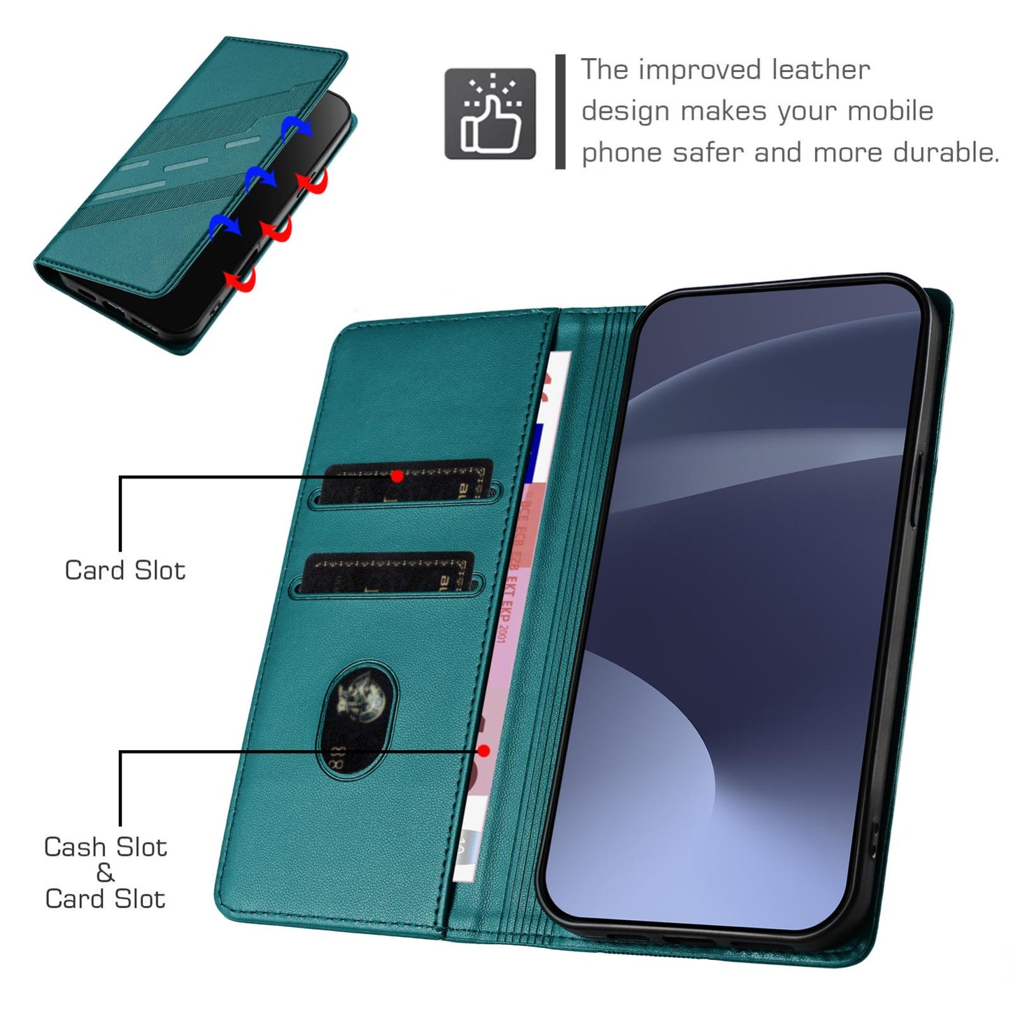 For OPPO K13 5G Embossed Multi-functional Wallet Retro Leather Phone Case(Dark Green)