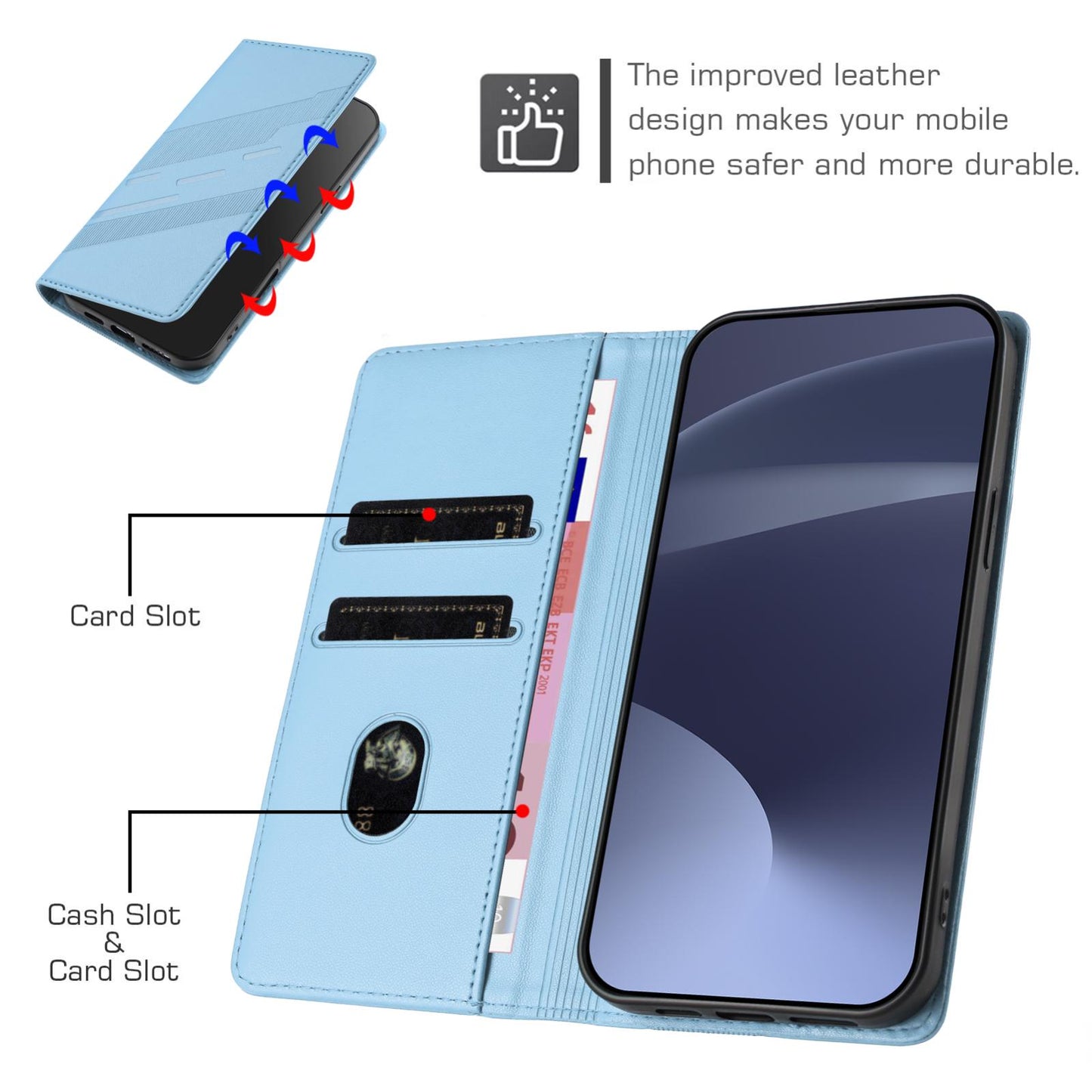 For OPPO K13 5G Embossed Multi-functional Wallet Retro Leather Phone Case(Light Blue)