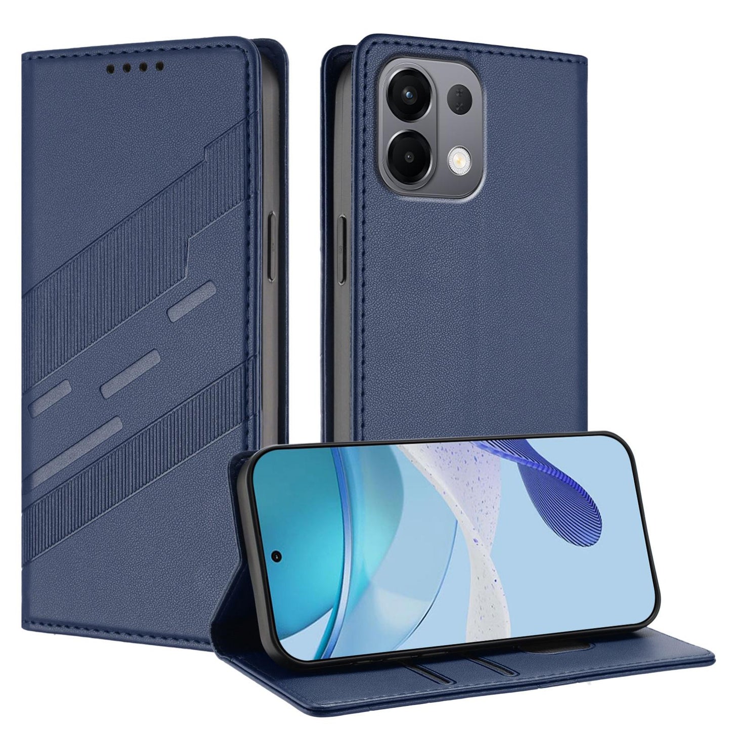 For OPPO K13 5G Embossed Multi-functional Wallet Retro Leather Phone Case(Dark Blue)