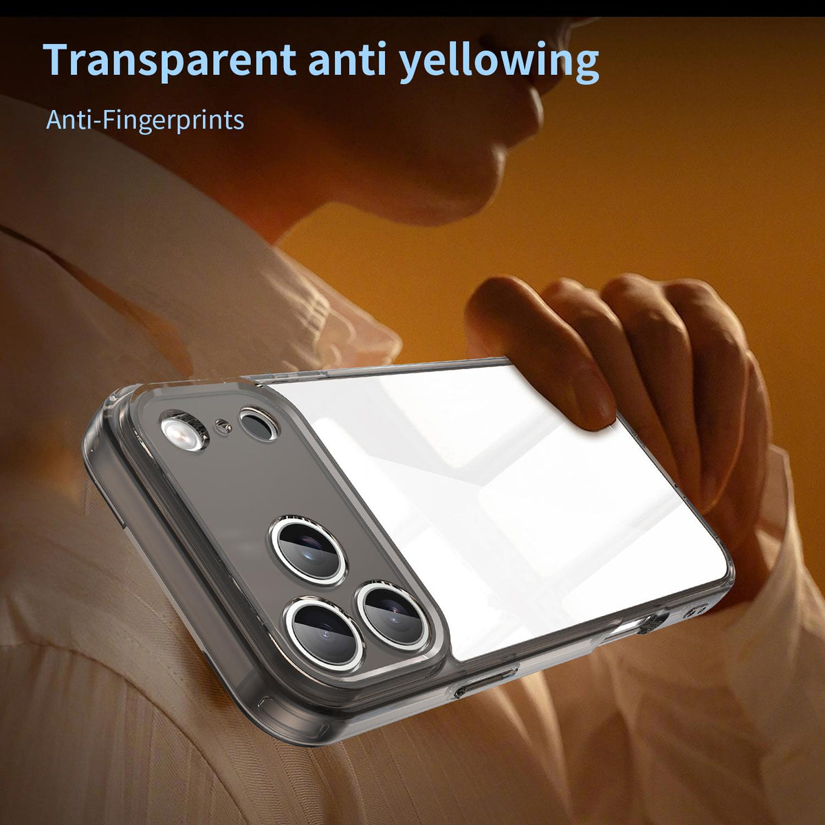 Compatible with iPhone 18 Pro Max PC Dual-Layer TPU Airbag Shockproof Phone Case - Transparent Black