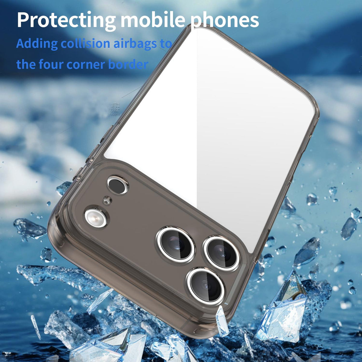 Compatible with iPhone 18 Pro Max PC Dual-Layer TPU Airbag Shockproof Phone Case - Transparent Black