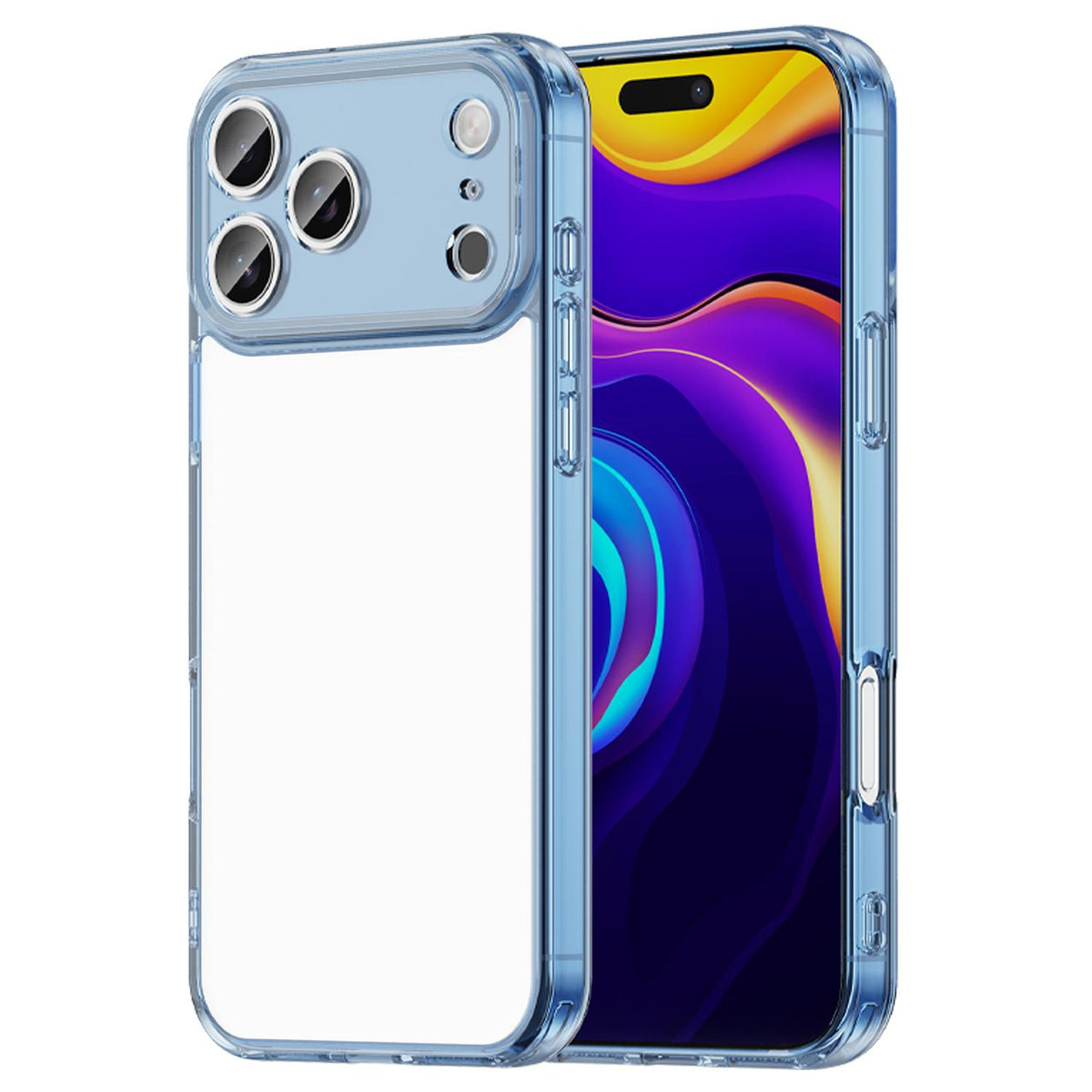 Compatible with iPhone 18 Pro Max PC Dual-Layer TPU Airbag Shockproof Phone Case - Transparent Blue