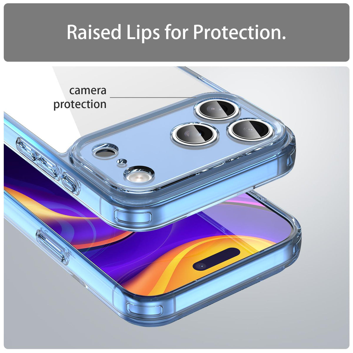 Compatible with iPhone 18 Pro Max PC Dual-Layer TPU Airbag Shockproof Phone Case - Transparent Blue