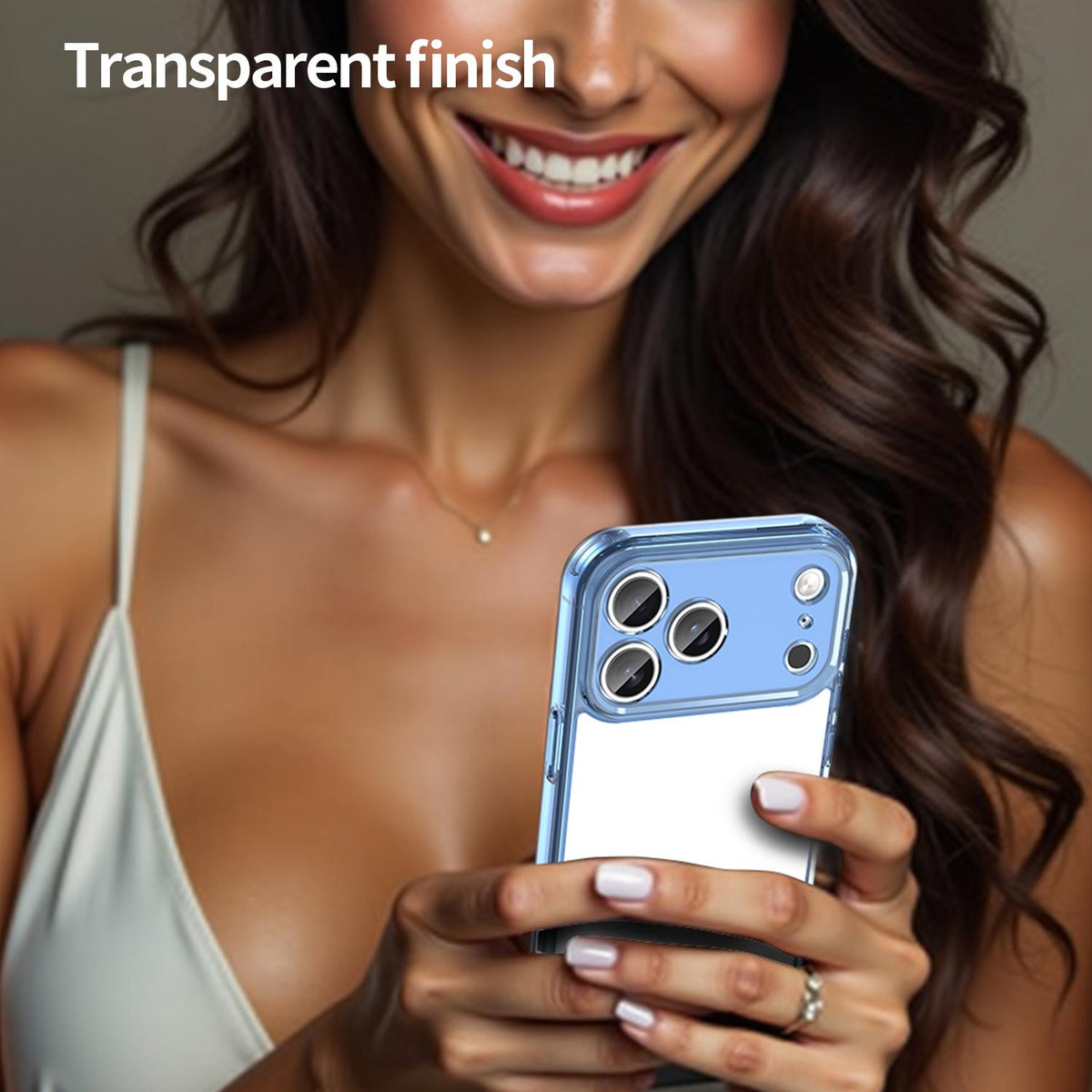 Compatible with iPhone 18 Pro Max PC Dual-Layer TPU Airbag Shockproof Phone Case - Transparent Blue
