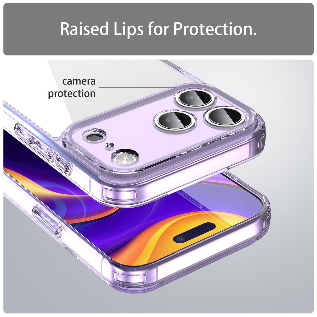 Compatible with iPhone 18 Pro Max PC Dual-Layer TPU Airbag Shockproof Phone Case - Transparent Purple