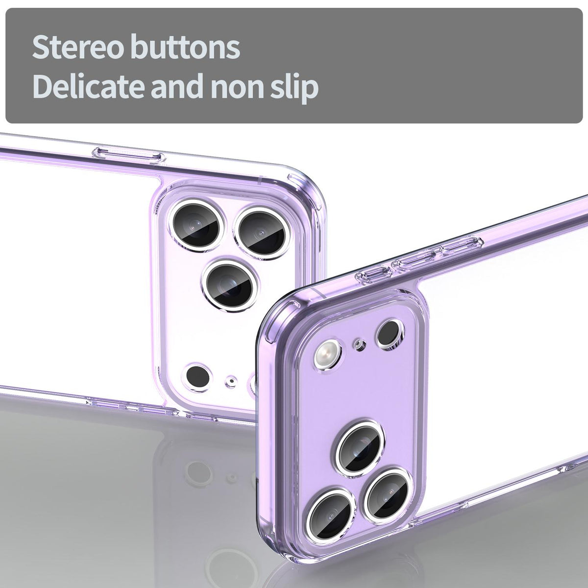 Compatible with iPhone 18 Pro Max PC Dual-Layer TPU Airbag Shockproof Phone Case - Transparent Purple