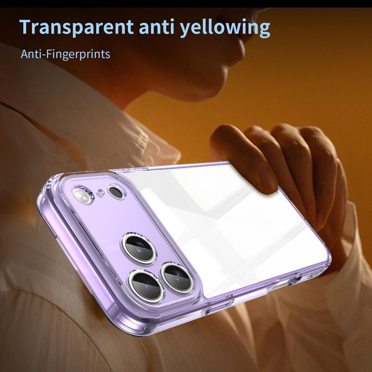 Compatible with iPhone 18 Pro Max PC Dual-Layer TPU Airbag Shockproof Phone Case - Transparent Purple