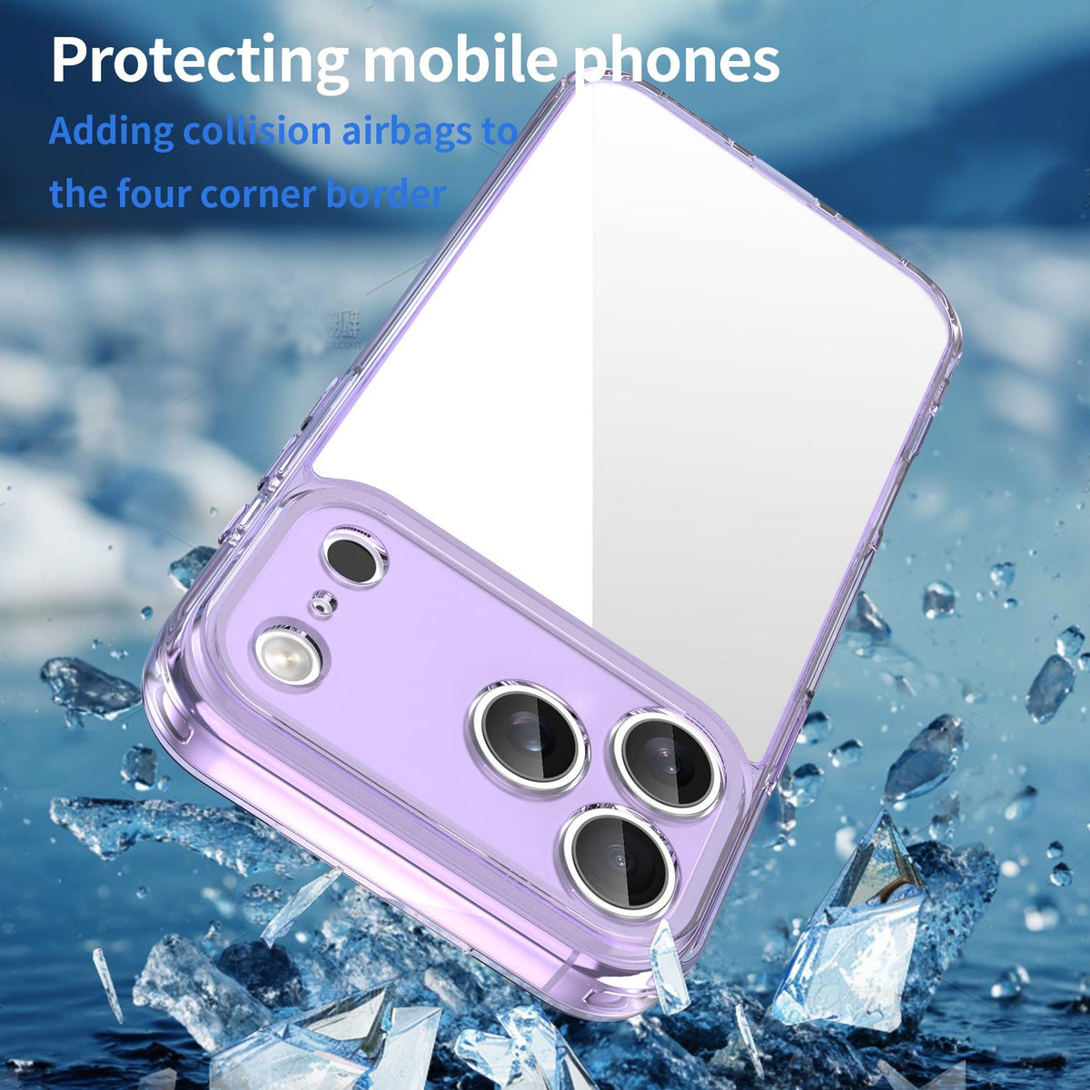 Compatible with iPhone 18 Pro Max PC Dual-Layer TPU Airbag Shockproof Phone Case - Transparent Purple