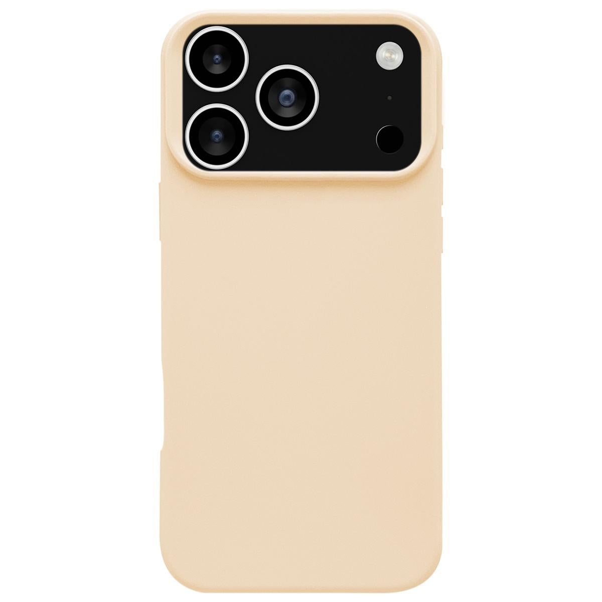 Compatible with iPhone 18 Pro Max & 17 Pro Max Dopamine Simple Imitation Liquid Silicone Phone Case - Cream Yellow