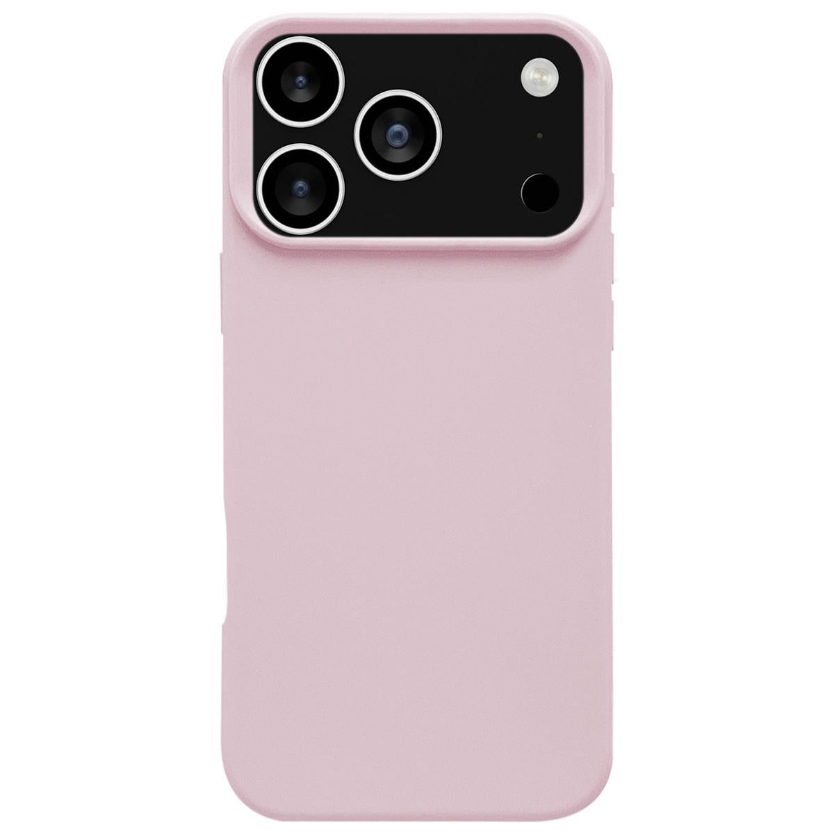 Compatible with iPhone 18 Pro Max & 17 Pro Max Dopamine Simple Imitation Liquid Silicone Phone Case - Sakura Powder