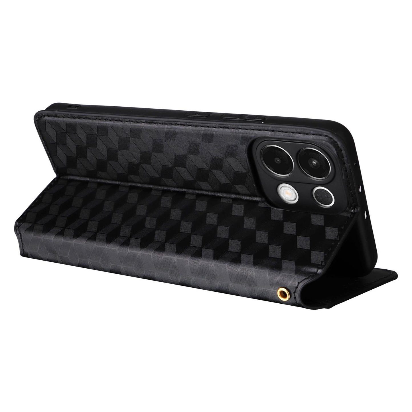 For OPPO K13 5G / K13X 5G / K12S 5G Cubic Grid Texture Flip Leather Phone Case(Black)