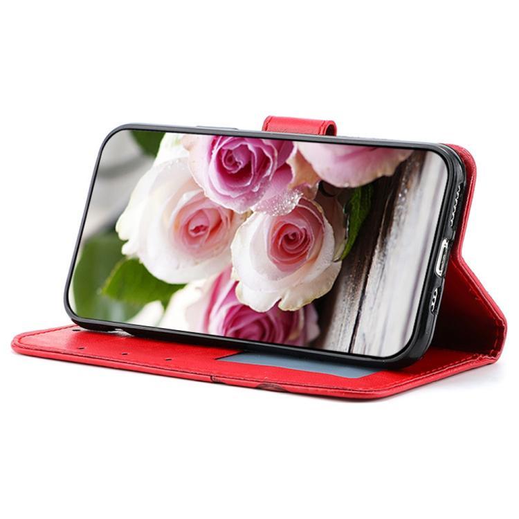 Compatible with iPhone 18 Pro Max & 17 Pro Max Rose Butterfly Embossed Leather Phone Case - Red