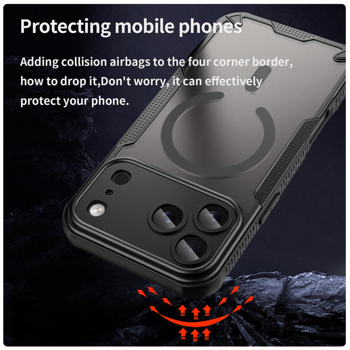 Compatible with iPhone 18 Pro Max Armor Glaze MagSafe Magnetic Phone Case - Black