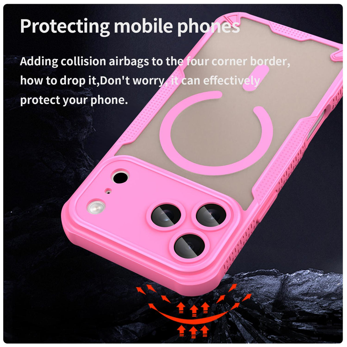 Compatible with iPhone 18 Pro Max Armor Glaze MagSafe Magnetic Phone Case - Pink