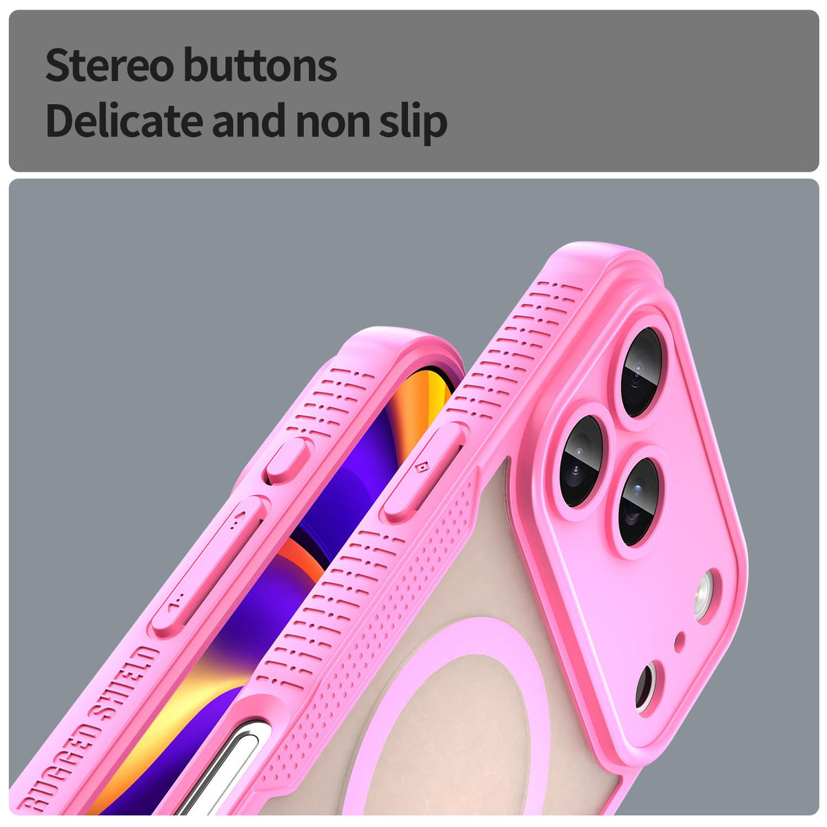 Compatible with iPhone 18 Pro Max Armor Glaze MagSafe Magnetic Phone Case - Pink