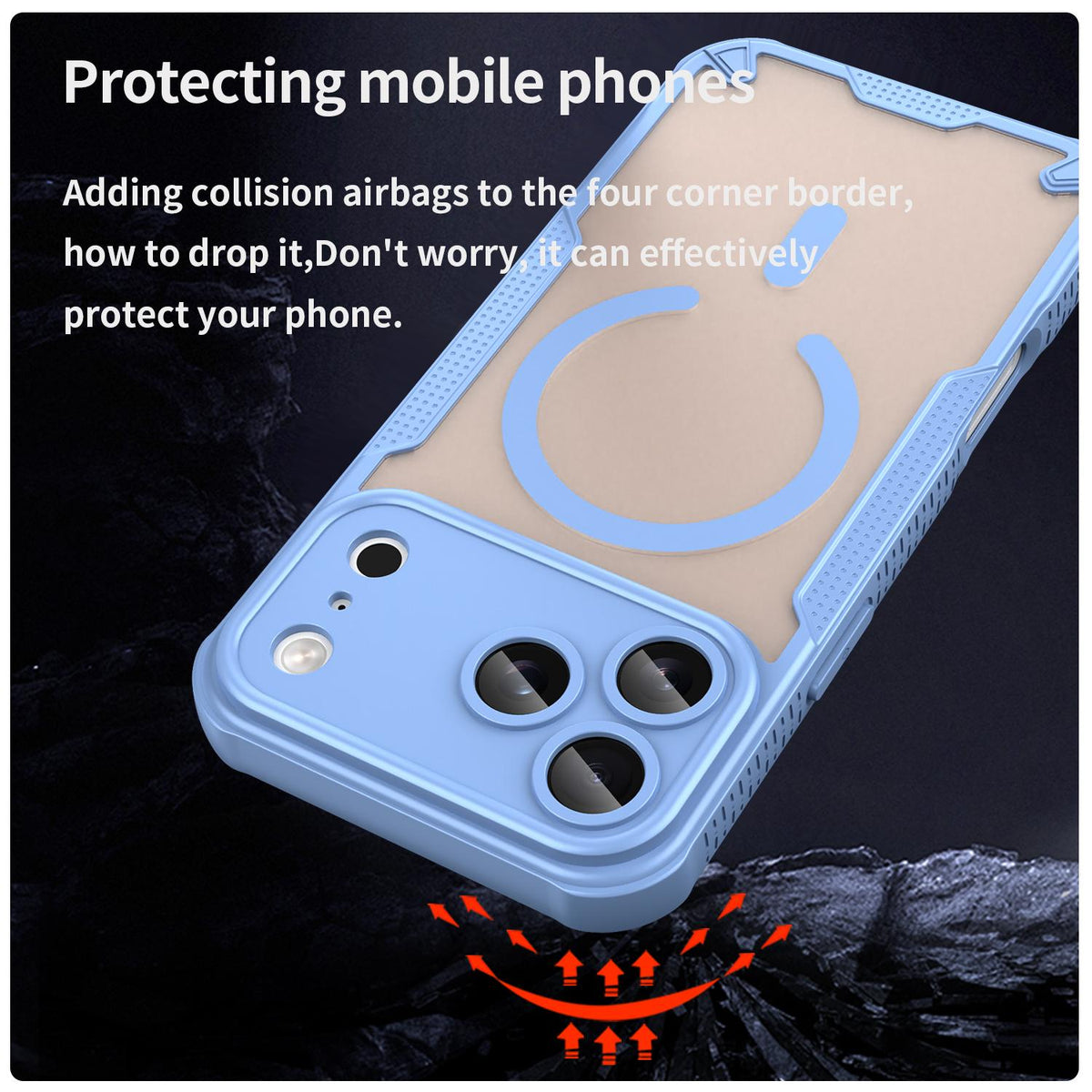 Compatible with iPhone 18 Pro Max Armor Glaze MagSafe Magnetic Phone Case - Blue