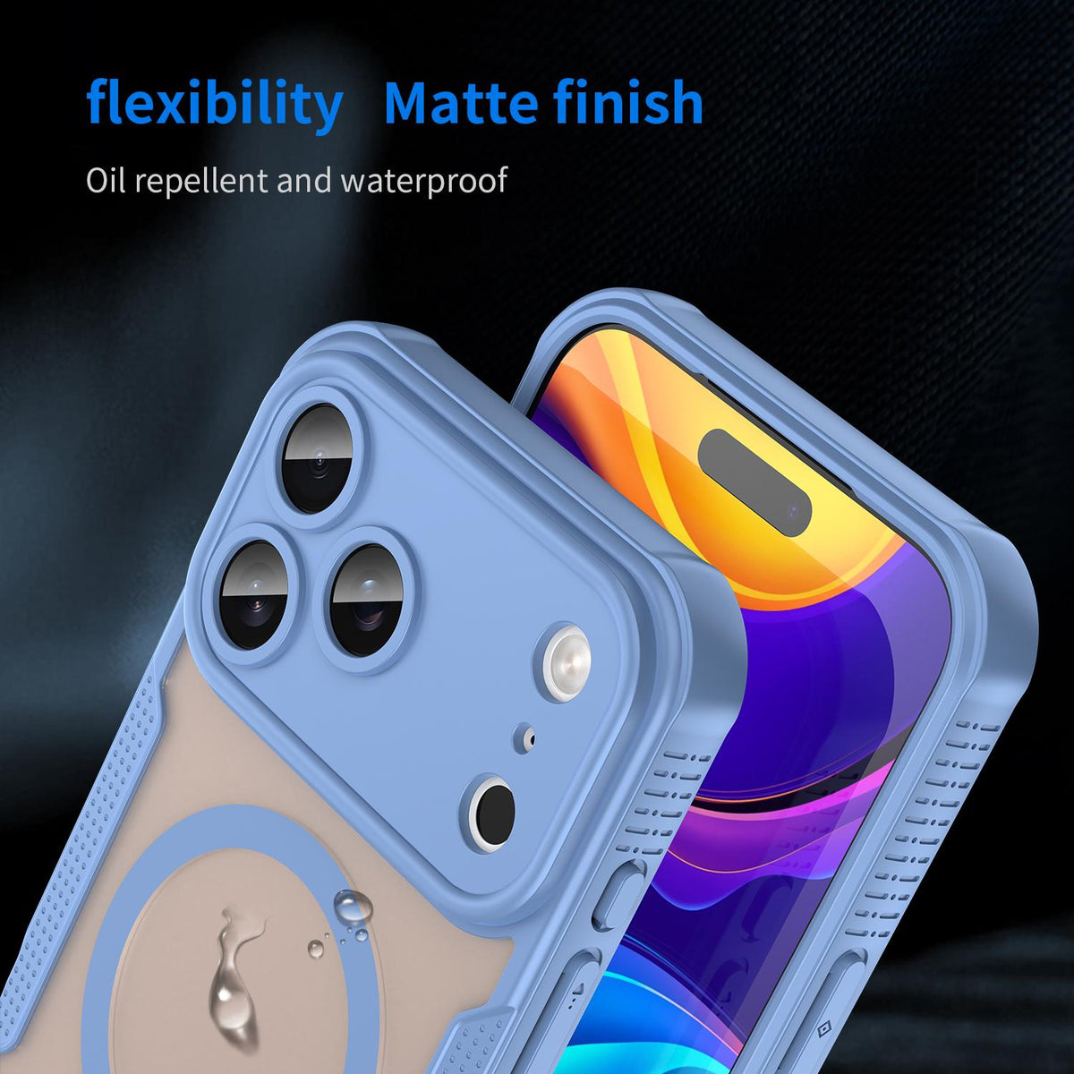 Compatible with iPhone 18 Pro Max Armor Glaze MagSafe Magnetic Phone Case - Blue