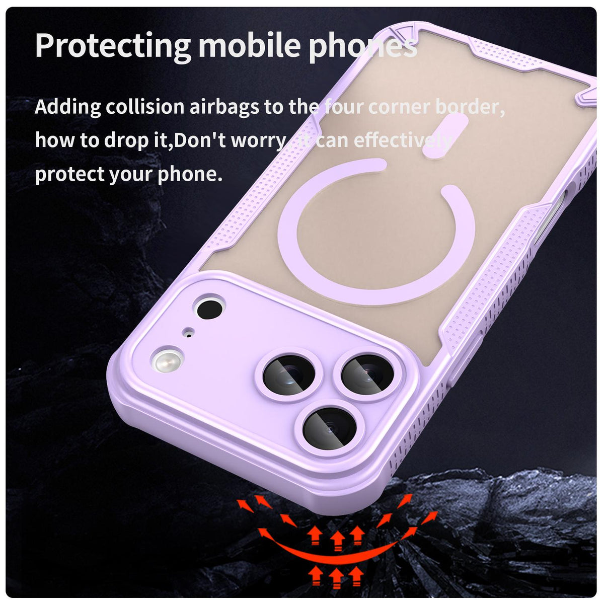 Compatible with iPhone 18 Pro Max Armor Glaze MagSafe Magnetic Phone Case - Purple