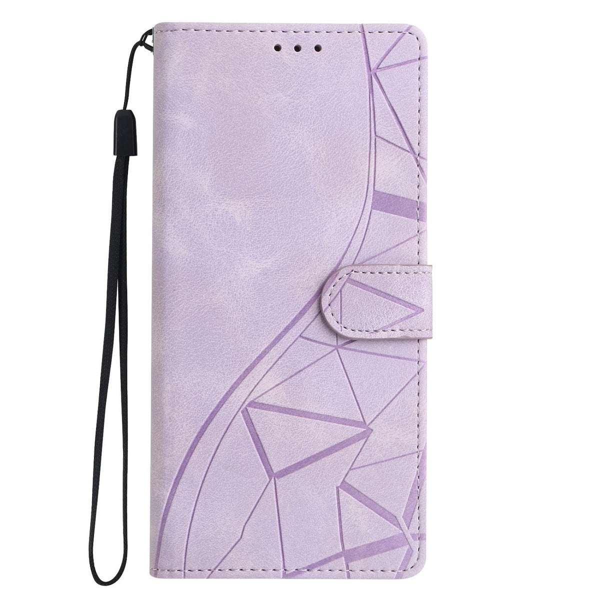 Compatible with iPhone 18 Pro Max Triangles Embossed Leather Phone Case - Purple