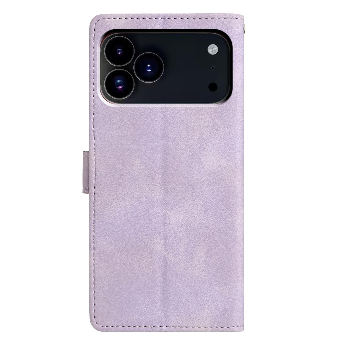 Compatible with iPhone 18 Pro Max Triangles Embossed Leather Phone Case - Purple