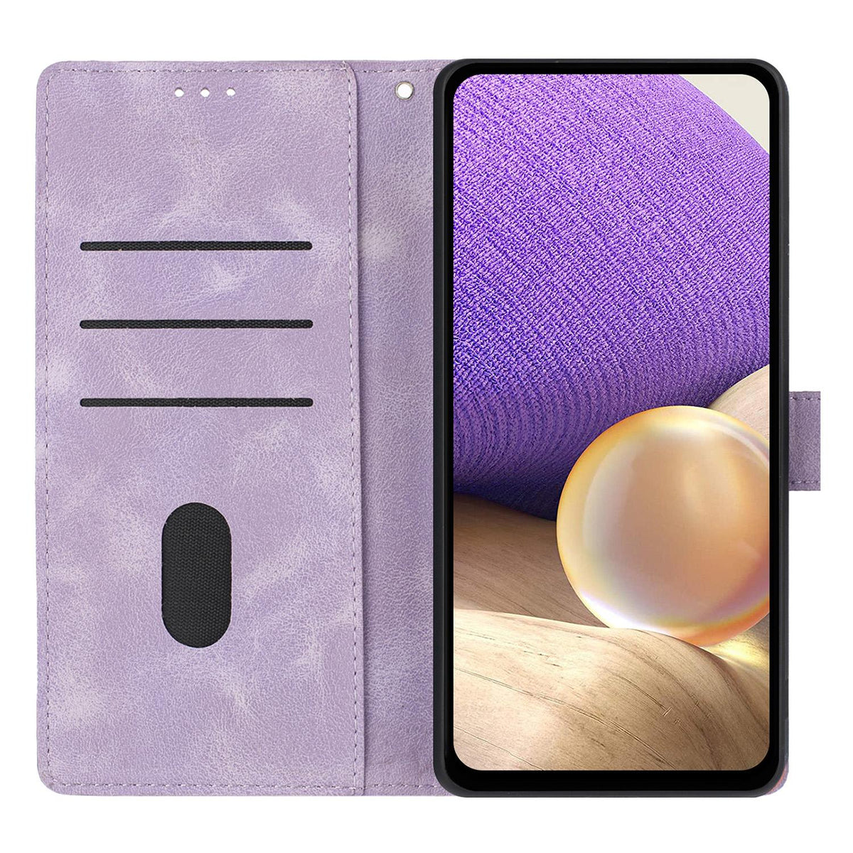 Compatible with iPhone 18 Pro Max Triangles Embossed Leather Phone Case - Purple