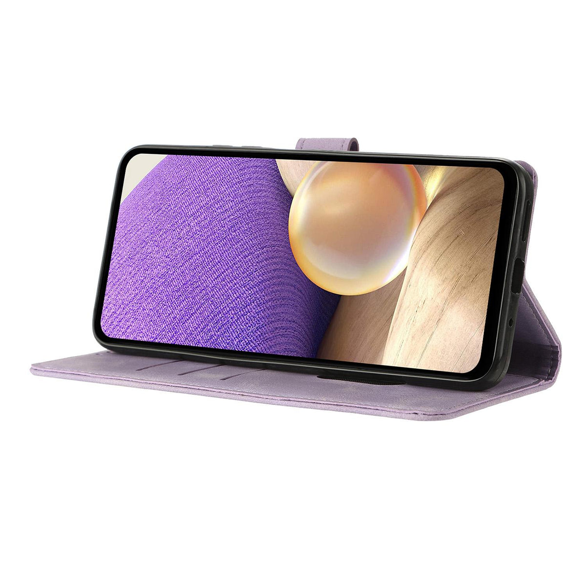 Compatible with iPhone 18 Pro Max Triangles Embossed Leather Phone Case - Purple