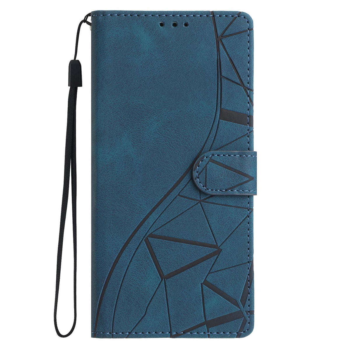 Compatible with iPhone 18 Pro Max Triangles Embossed Leather Phone Case - Blue