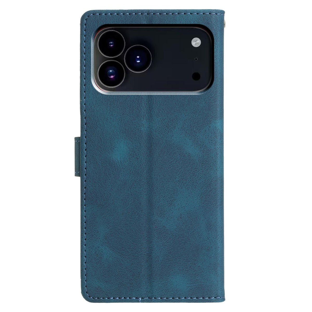 Compatible with iPhone 18 Pro Max Triangles Embossed Leather Phone Case - Blue