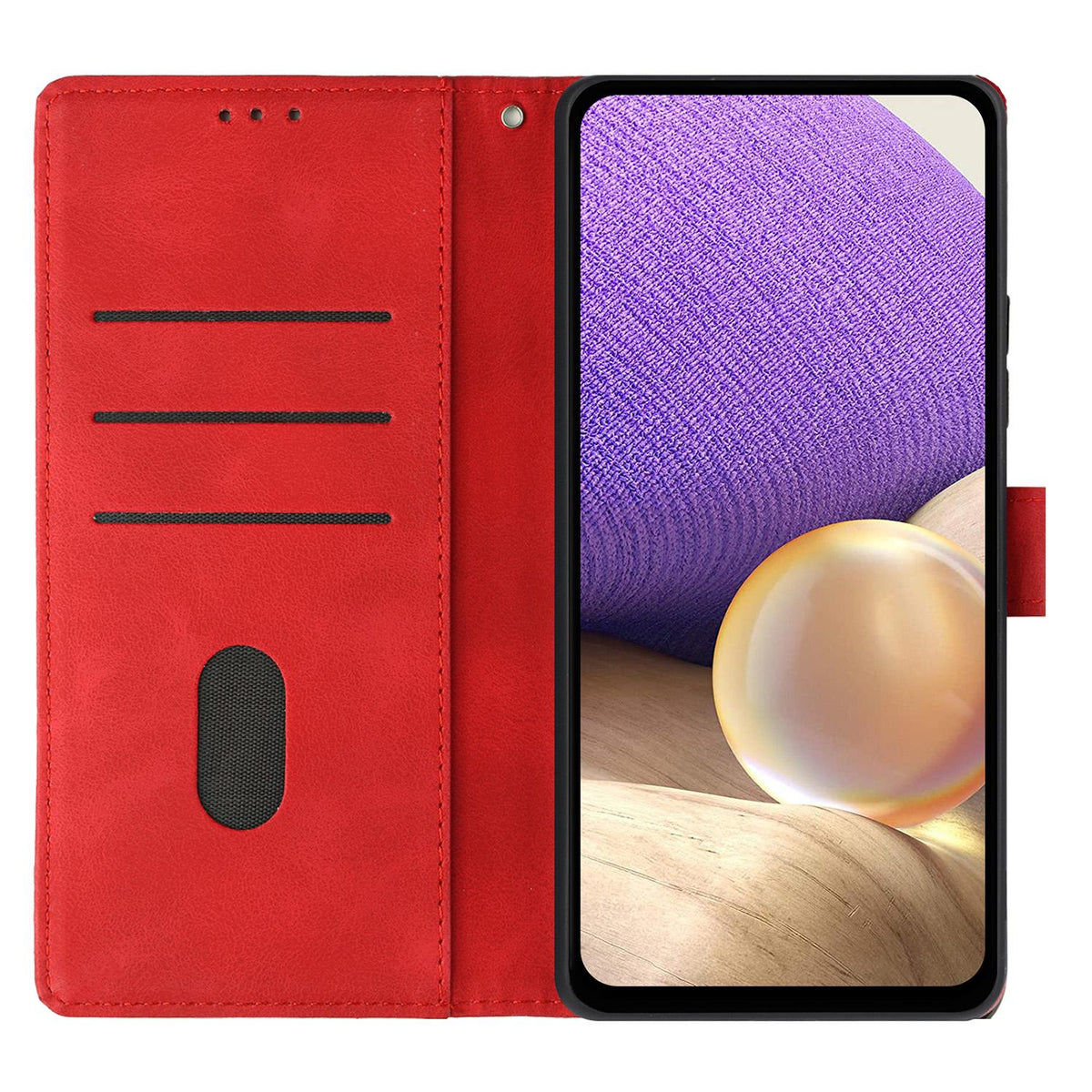 Compatible with iPhone 18 Pro Max Triangles Embossed Leather Phone Case - Red