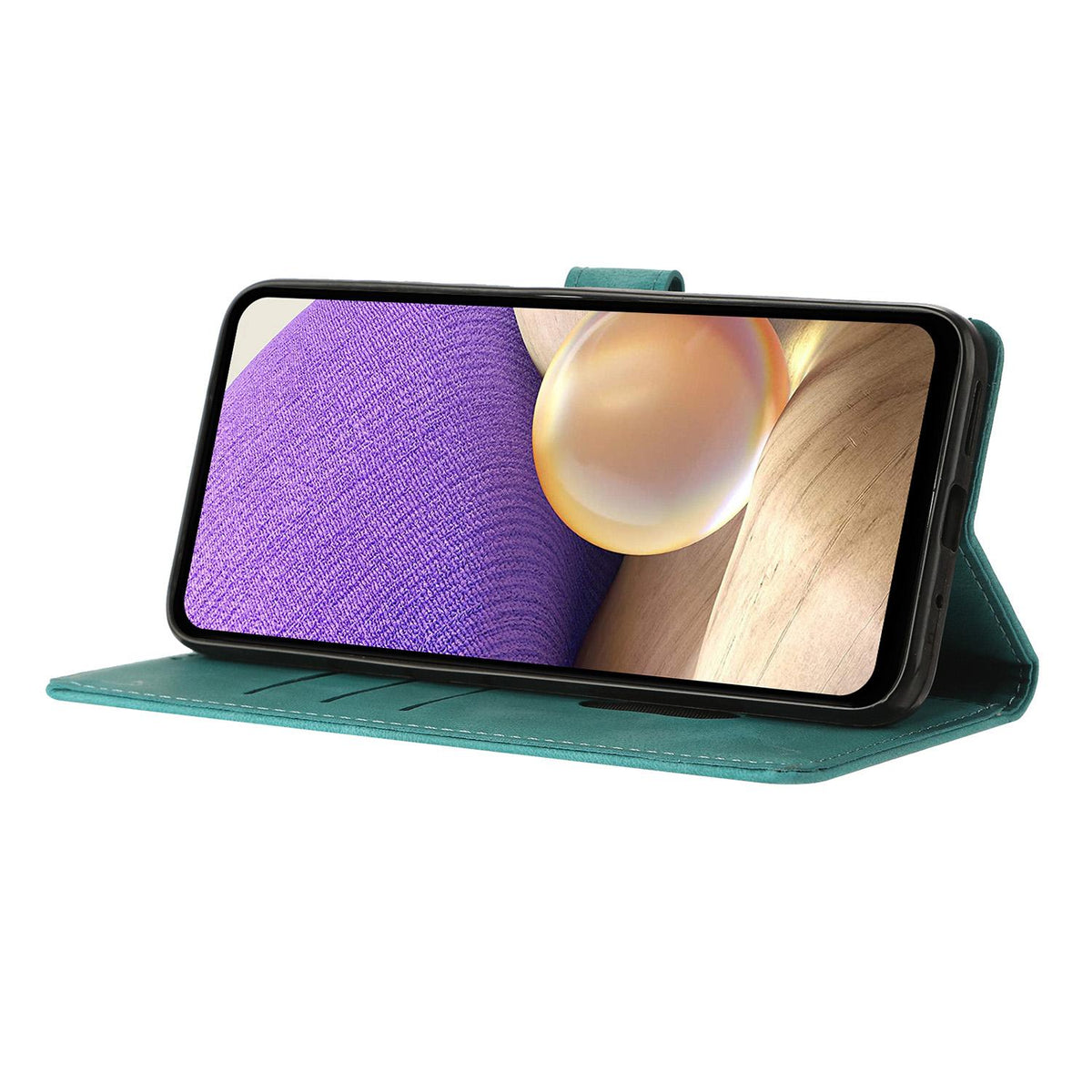 Compatible with iPhone 18 Pro Max Triangles Embossed Leather Phone Case - Green