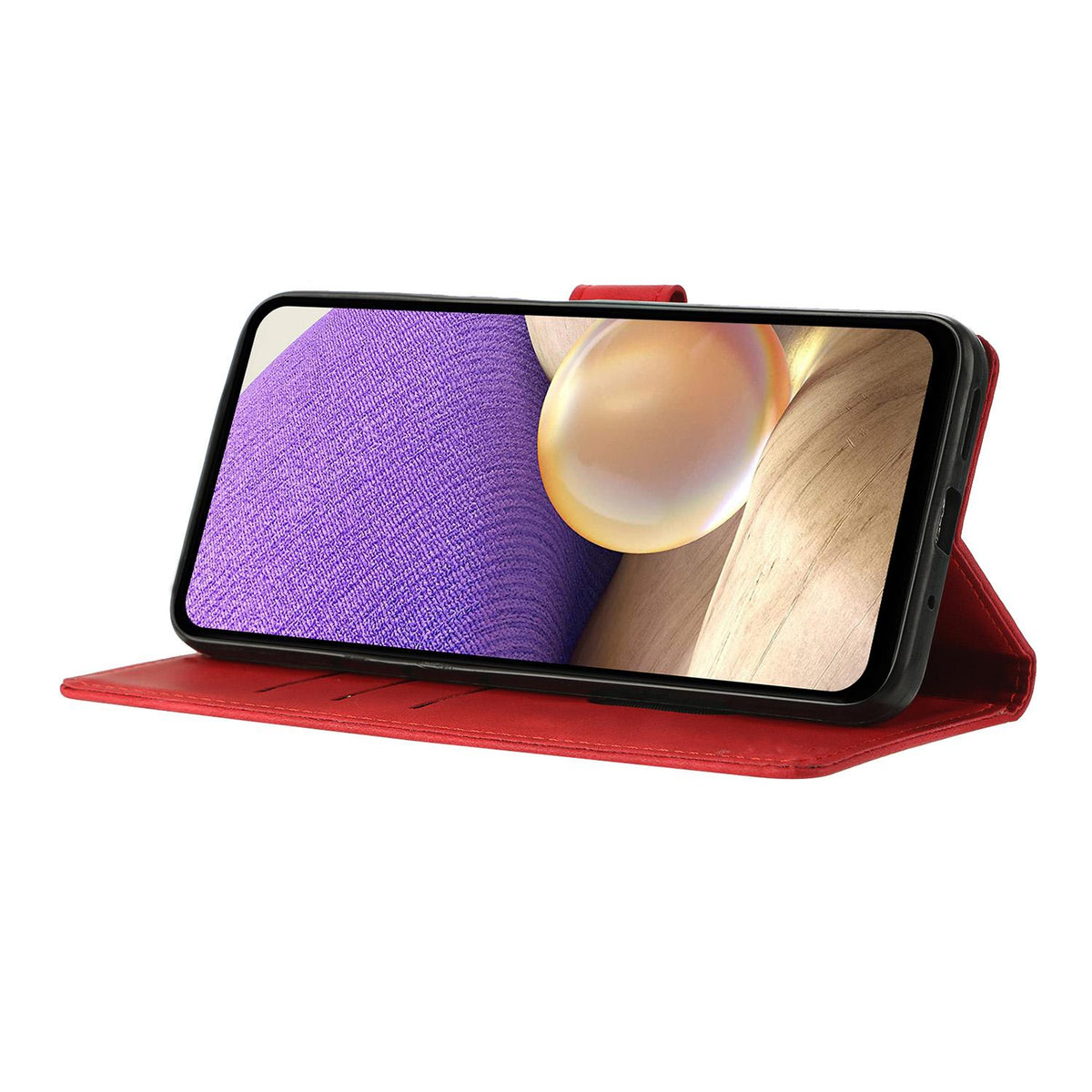 Compatible with iPhone 18 Pro Triangles Embossed Leather Phone Case - Red