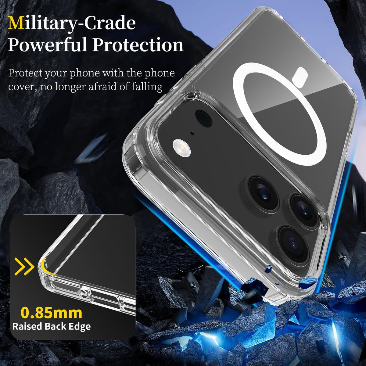 Compatible with iPhone 18 Pro Max Scratchproof PC Dual-Layer TPU Magsafe Phone Case - Transparent