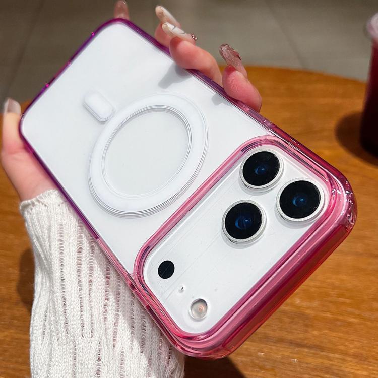 Compatible with iPhone 18 Pro Contrast Color Gradient Transparent MagSafe Phone Case - Purple Pink + Light Purple