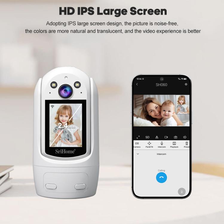 SriHome SH060 2MP 2.4 inch IPS Screen Smart IP Camera Supports Two-way Video Voice Call(EU Plug)