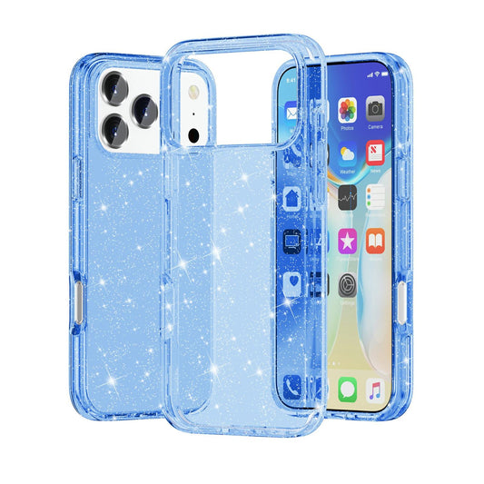 Compatible with iPhone 18 Pro Max & 17 Pro Max Shockproof Terminator Glitter Powder Phone Case - Blue