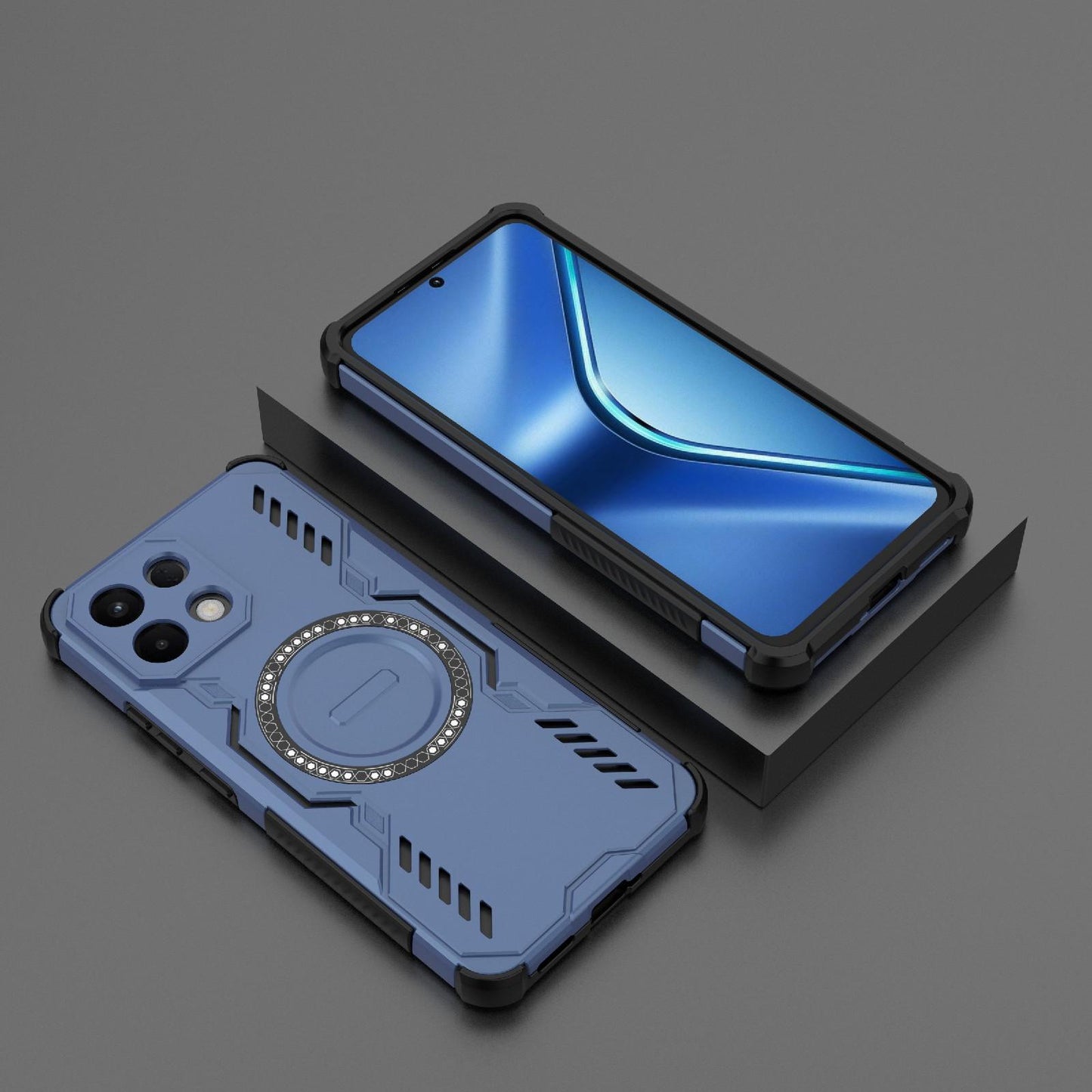 For OPPO K13 5G Butterfly Armor MagSafe Magnetic Ring Shockproof Phone Case(Blue)