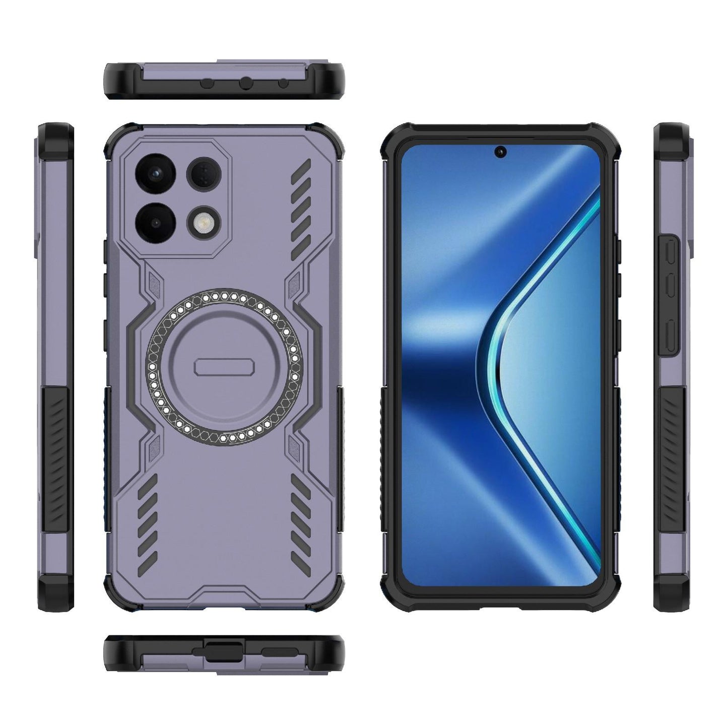 For OPPO K13 5G Butterfly Armor MagSafe Magnetic Ring Shockproof Phone Case(Purple)