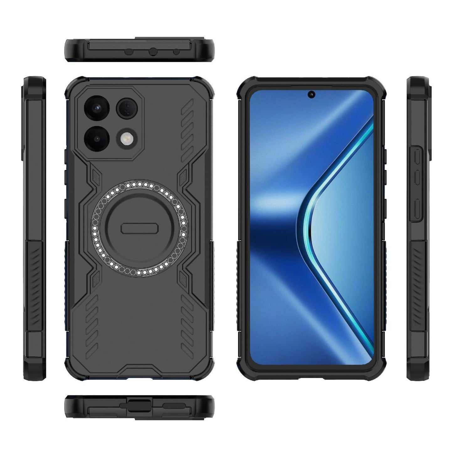 For OPPO K13 5G Butterfly Armor MagSafe Magnetic Ring Shockproof Phone Case(Black)