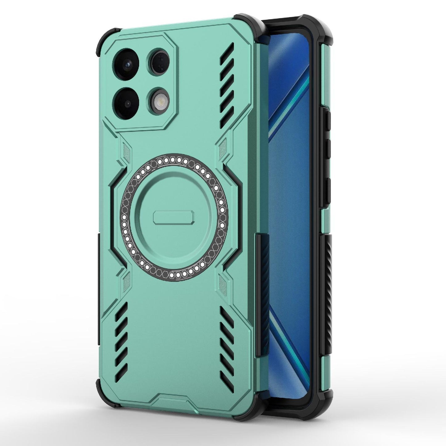 For OPPO K13 5G Butterfly Armor MagSafe Magnetic Ring Shockproof Phone Case(Light Green)