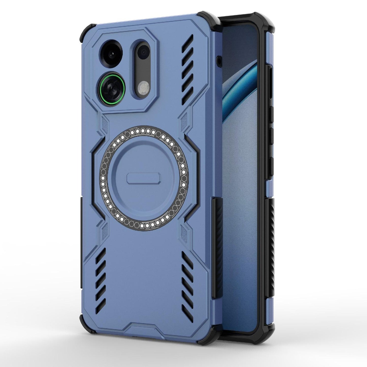 For OPPO K13 Turbo 5G Butterfly Armor MagSafe Magnetic Ring Shockproof Phone Case(Blue)
