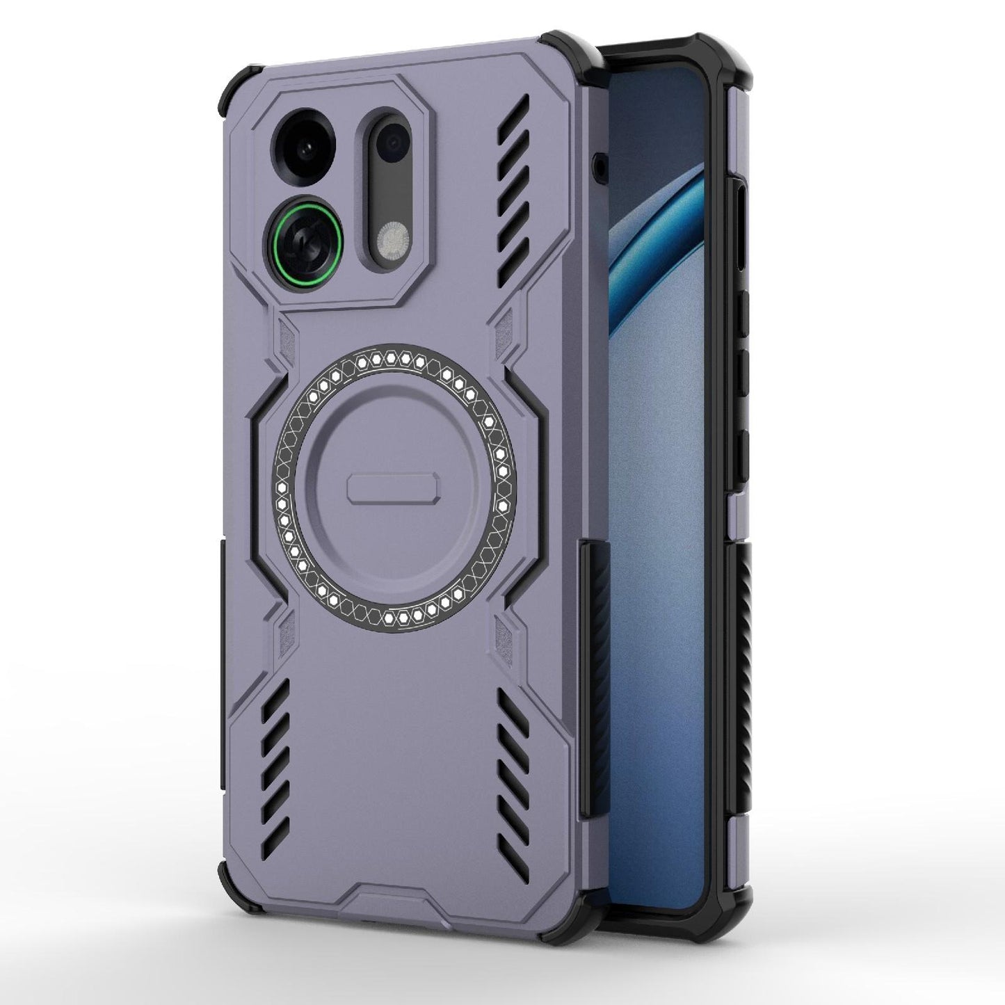 For OPPO K13 Turbo 5G Butterfly Armor MagSafe Magnetic Ring Shockproof Phone Case(Purple)