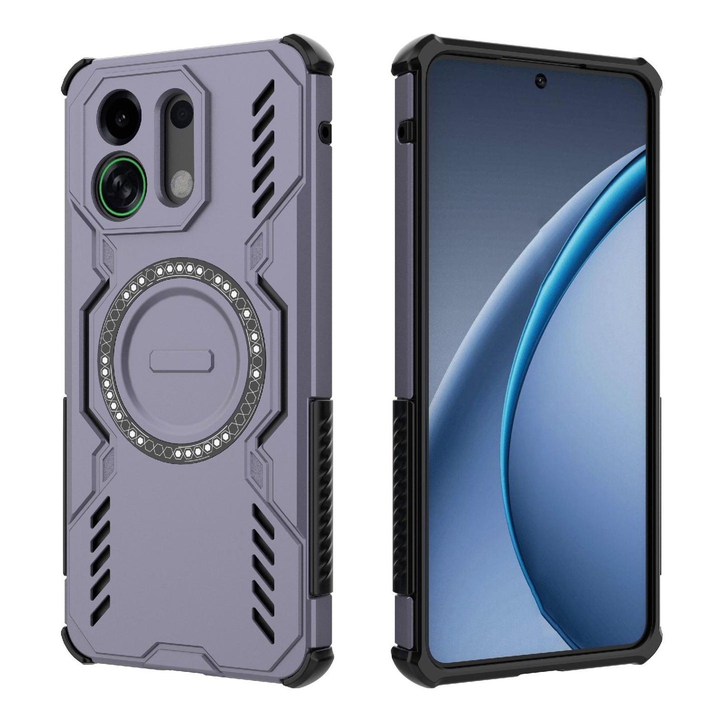 For OPPO K13 Turbo 5G Butterfly Armor MagSafe Magnetic Ring Shockproof Phone Case(Purple)