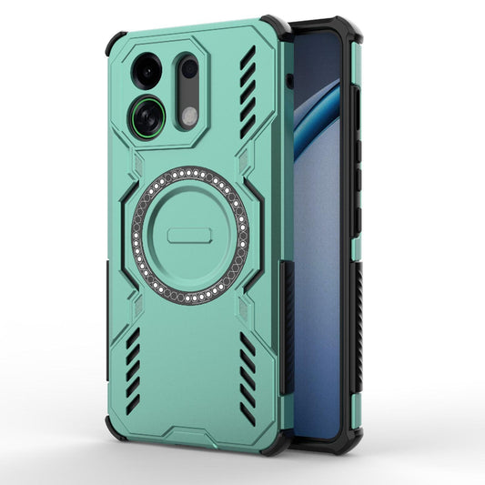 For OPPO K13 Turbo 5G Butterfly Armor MagSafe Magnetic Ring Shockproof Phone Case(Light Green)